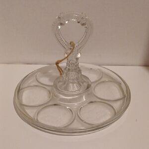 Vintage 1930s L.E.SMITH Glass Beverage Serving Platter Tray with Handle